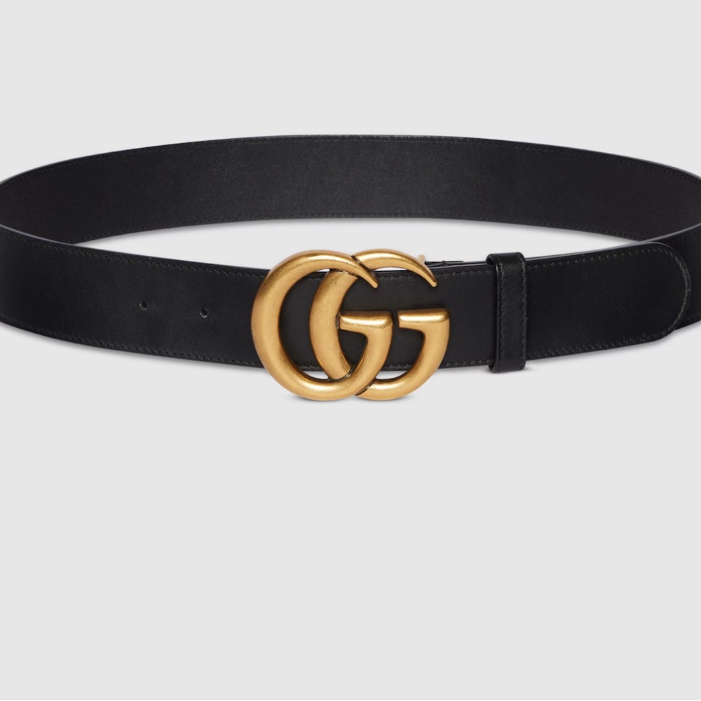 Gucci Black Belt with Gold GG Buckle
